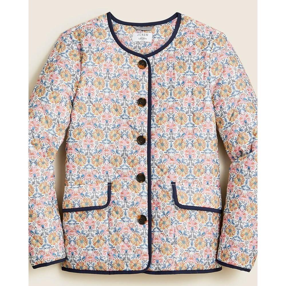J. Crew Womens Quilted Puffer Lady Jacket in Liberty Honeysuckle Floral Size 4